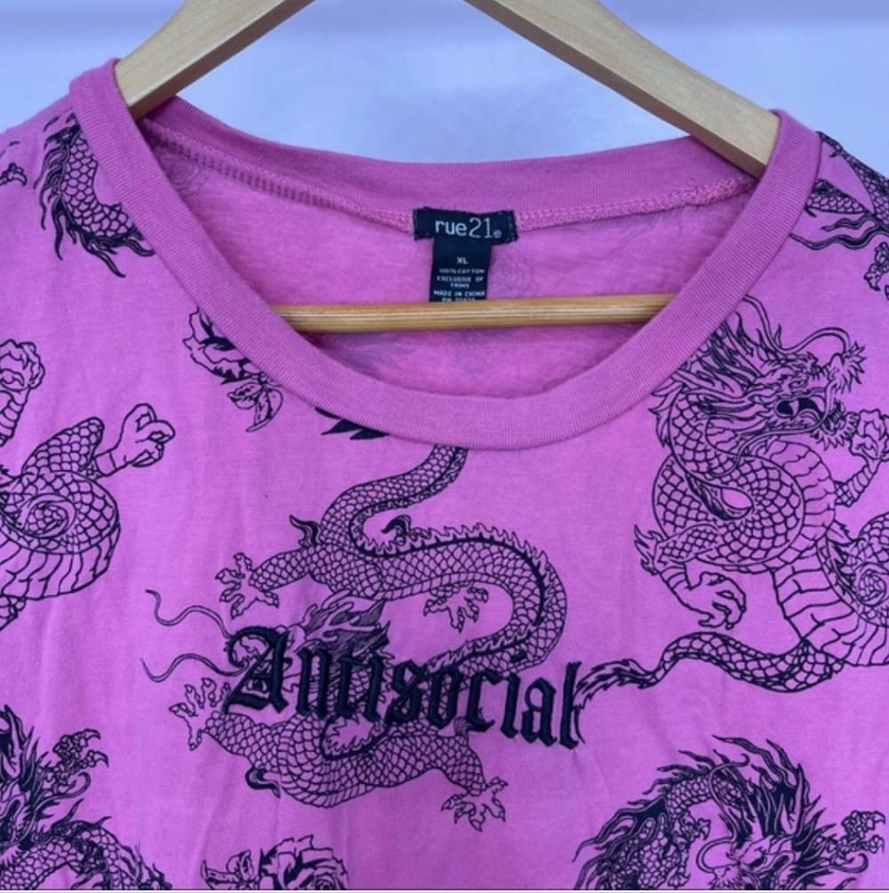 Rue21 "Antisocial" Dragon Rose Graphic Tee Size XL - Picture 2 of 3